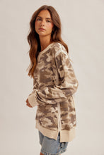 Camo French Terry Seam Detail Oversized Sweatshirt