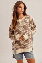 Camo French Terry Seam Detail Oversized Sweatshirt
