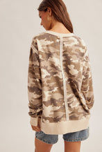 Camo French Terry Seam Detail Oversized Sweatshirt