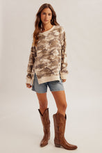 Camo French Terry Seam Detail Oversized Sweatshirt