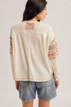 Jacquard Mixed Waffle Henley Top