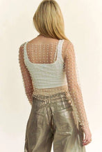 Bead and Pearl Embellished Long Sleeve Top