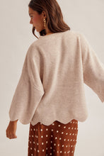 Edge Scalloped Knit Sweater in Oatmeal