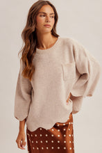 Edge Scalloped Knit Sweater in Oatmeal