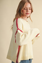 Contrast Blanket Stitch Sweater Pullover