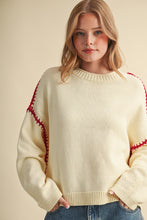 Contrast Blanket Stitch Sweater Pullover