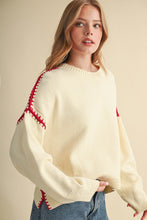 Contrast Blanket Stitch Sweater Pullover