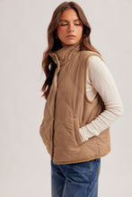 Reversible Sherpa Quilted High Collared Button Down Vest