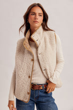 Reversible Sherpa Quilted High Collared Button Down Vest