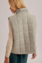 Striped Zipper Front High Collard Padded Puffer Vest