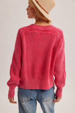 Washed Cable Knit Scoop Neck Sweater