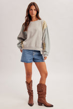 Mixed Media Split Hem Oversized Sweatshirt