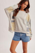 Mixed Media Split Hem Oversized Sweatshirt