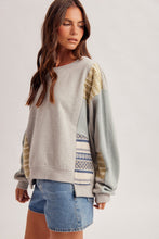 Mixed Media Split Hem Oversized Sweatshirt