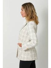 Double Breasted Tweed Jacket in Ivory and Gold