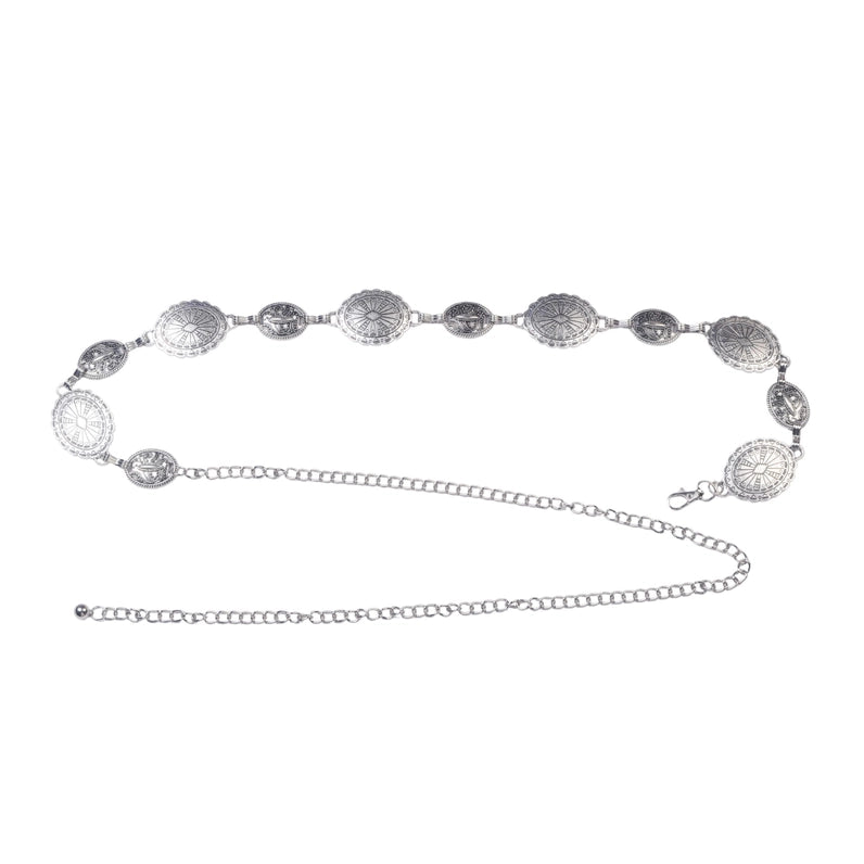 Mixed Size Concho Belt in Silver