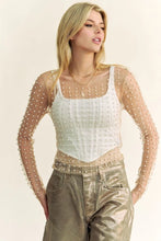 Bead and Pearl Embellished Long Sleeve Top