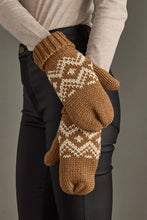 Brown and Cream Patterned Mittens