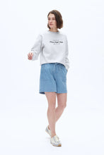 High Rise Relax Drawstring Denim Shorts in Light Blue