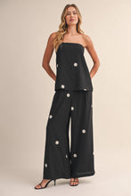 POLKA DOT TUBE TOP WITH SPLIT BACK AND WIDE PANTS