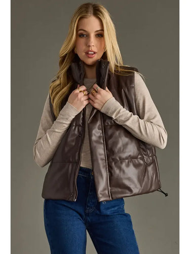 Brown Faux Leather Vest