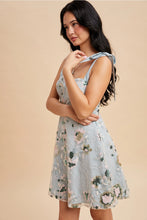 Blue Sequin Embroidered Mini Dress