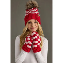 Red and Pink Checkered Pom Hat