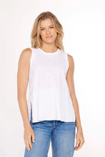 Rib Mix Peplum Tank in White