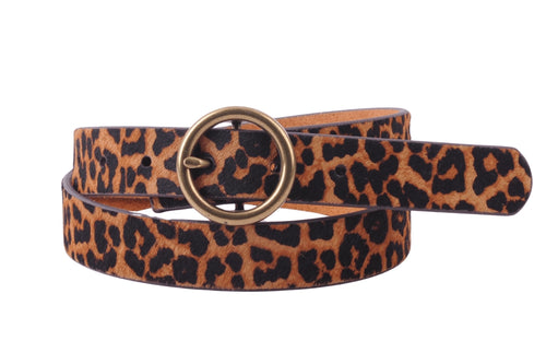 Leopard Print Leather Belt