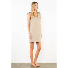 Tie Strap Scalloped Stripe Dress