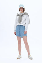 High Rise Relax Drawstring Denim Shorts in Light Blue