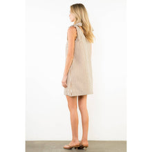 Tie Strap Scalloped Stripe Dress