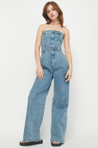 Wide Leg Denim Jumpsuit