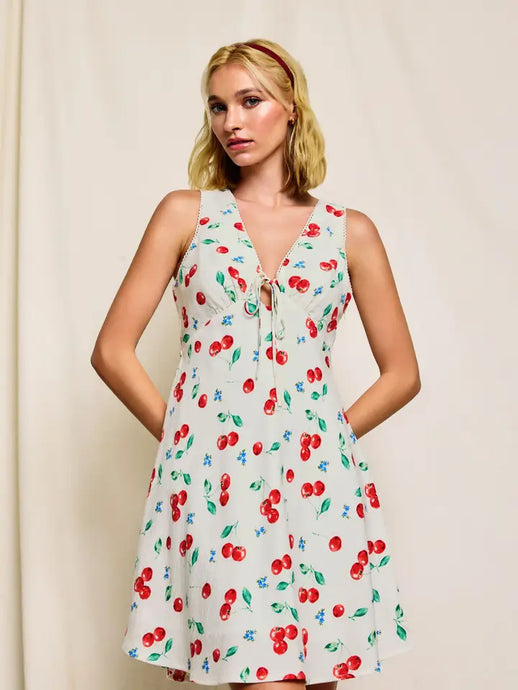 Cherry On Top Scallop Lace Plunging Mini Dress