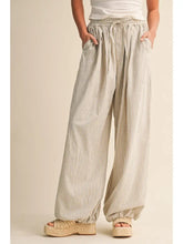 Striped Balloon Pants with Elastic Waistband