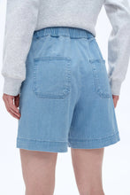 High Rise Relax Drawstring Denim Shorts in Light Blue