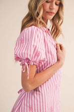 Striped Paisley Embroidery Button Down Mini Dress