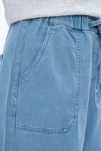High Rise Relax Drawstring Denim Shorts in Light Blue