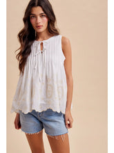 Embroidered Pintuck Blouse