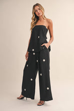 POLKA DOT TUBE TOP WITH SPLIT BACK AND WIDE PANTS