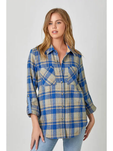 Plaid Shirt Jacket in Blue