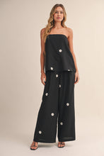 POLKA DOT TUBE TOP WITH SPLIT BACK AND WIDE PANTS
