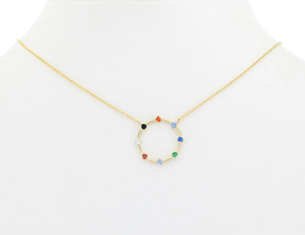 Color CZ Ring Necklace in Gold