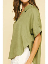 V-Neck Blouse Top in Olive