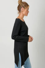 Black Pleated Diagonal Cut Sweater