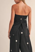 POLKA DOT TUBE TOP WITH SPLIT BACK AND WIDE PANTS