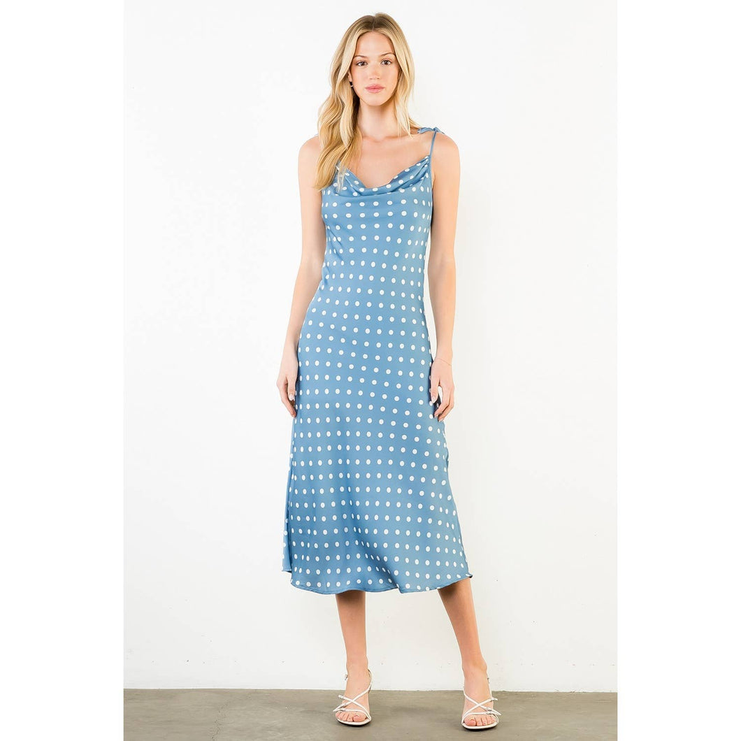 Tie Straps Polka Dot Midi Dress