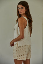 Knit Sweater Cotton V-Neck Sleeveless Tank Top With Side Slits