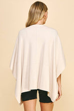 SWEATER CAPE/PONCHO WITH SIDE BUTTON - OATMEAL