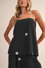 POLKA DOT TUBE TOP WITH SPLIT BACK AND WIDE PANTS